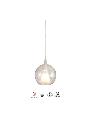ELSA * COLGANTE CRISTAL BOLA - E27 - TRANSPARENTE + OPAL (SIN BASE)